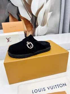 Alternative view of LV Slippers Leather Sheepskin Black-Brown EU35-45 B00202609111202