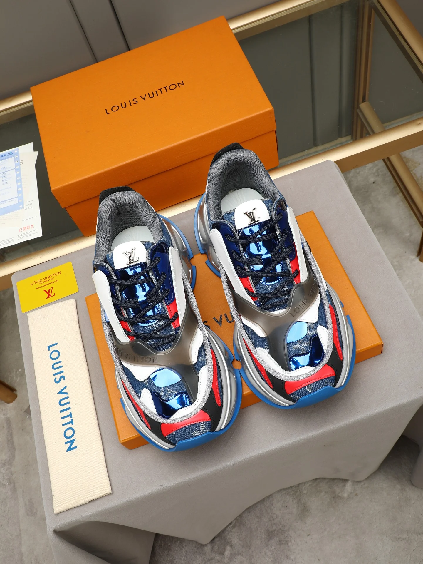 LV Sneakers Calf Leather Blue-Silver EU39-44 C50202609110697 - Image 8