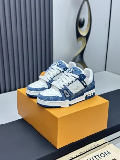 LV Sneakers Calf Leather White-Blue EU35-47 B80202609111668