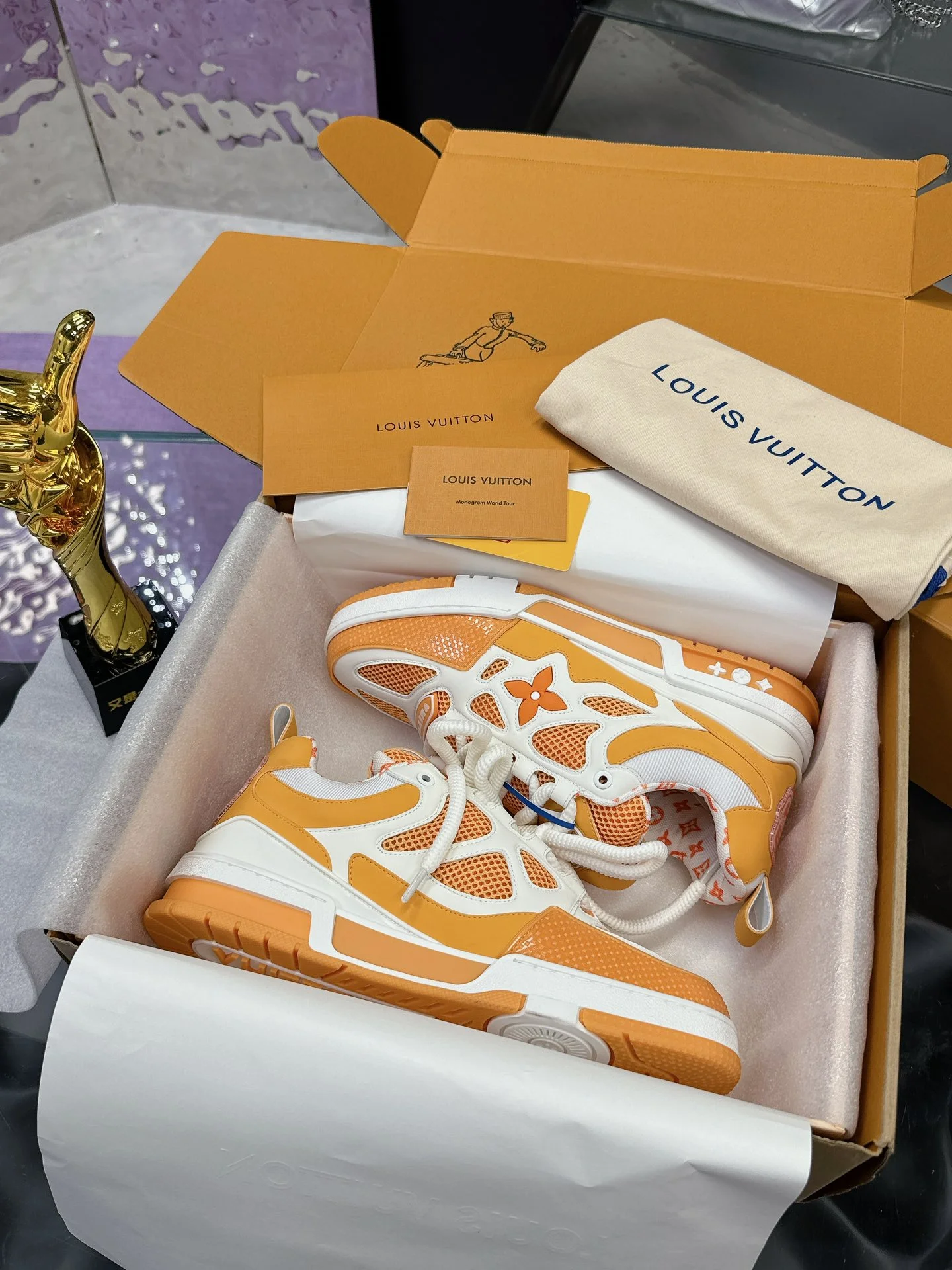 LV Sneakers Leather Mesh Orange-White EU35-44 C00202609111652