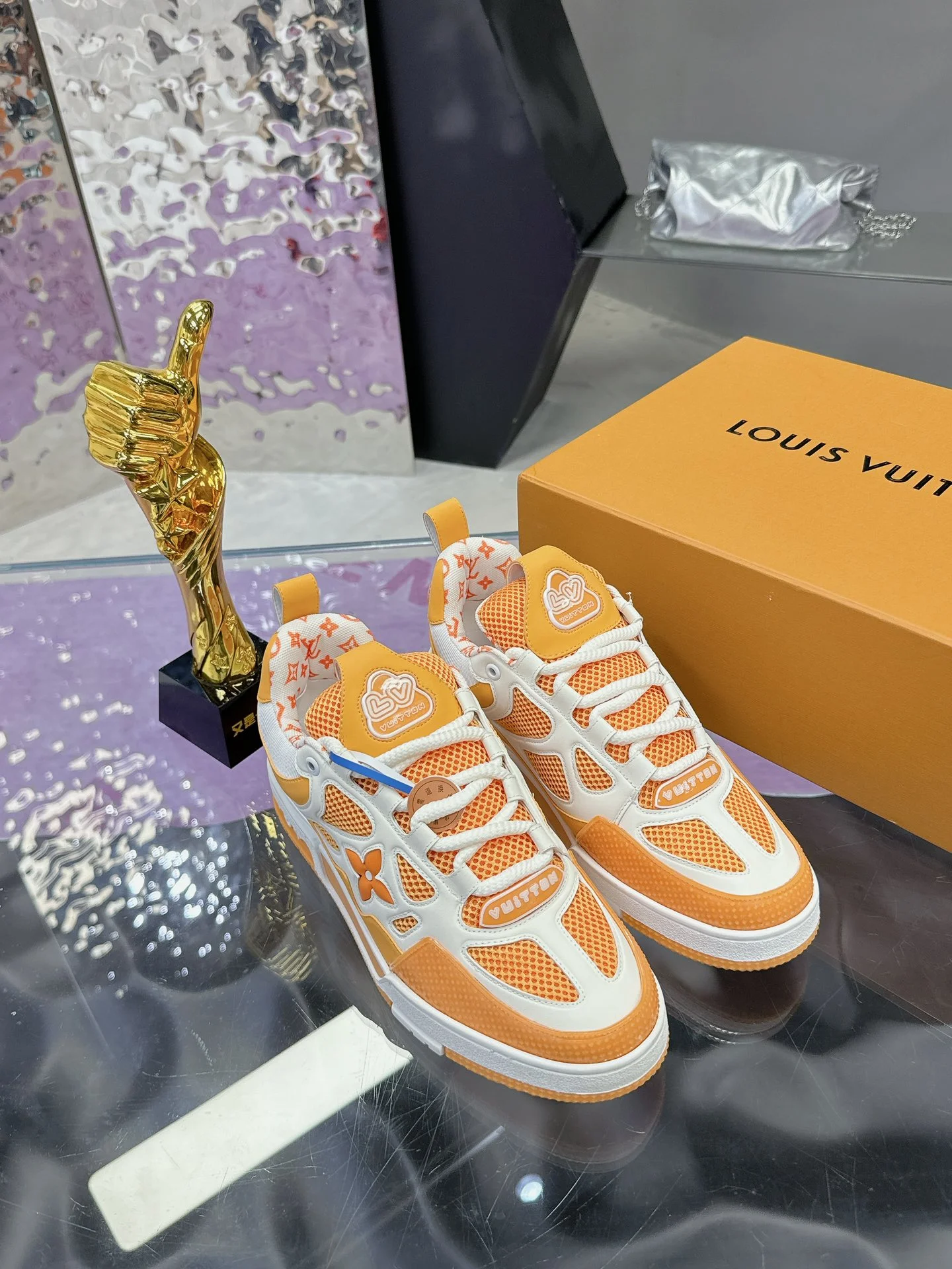 LV Sneakers Leather Mesh Orange-White EU35-44 C00202609111652 - Image 5