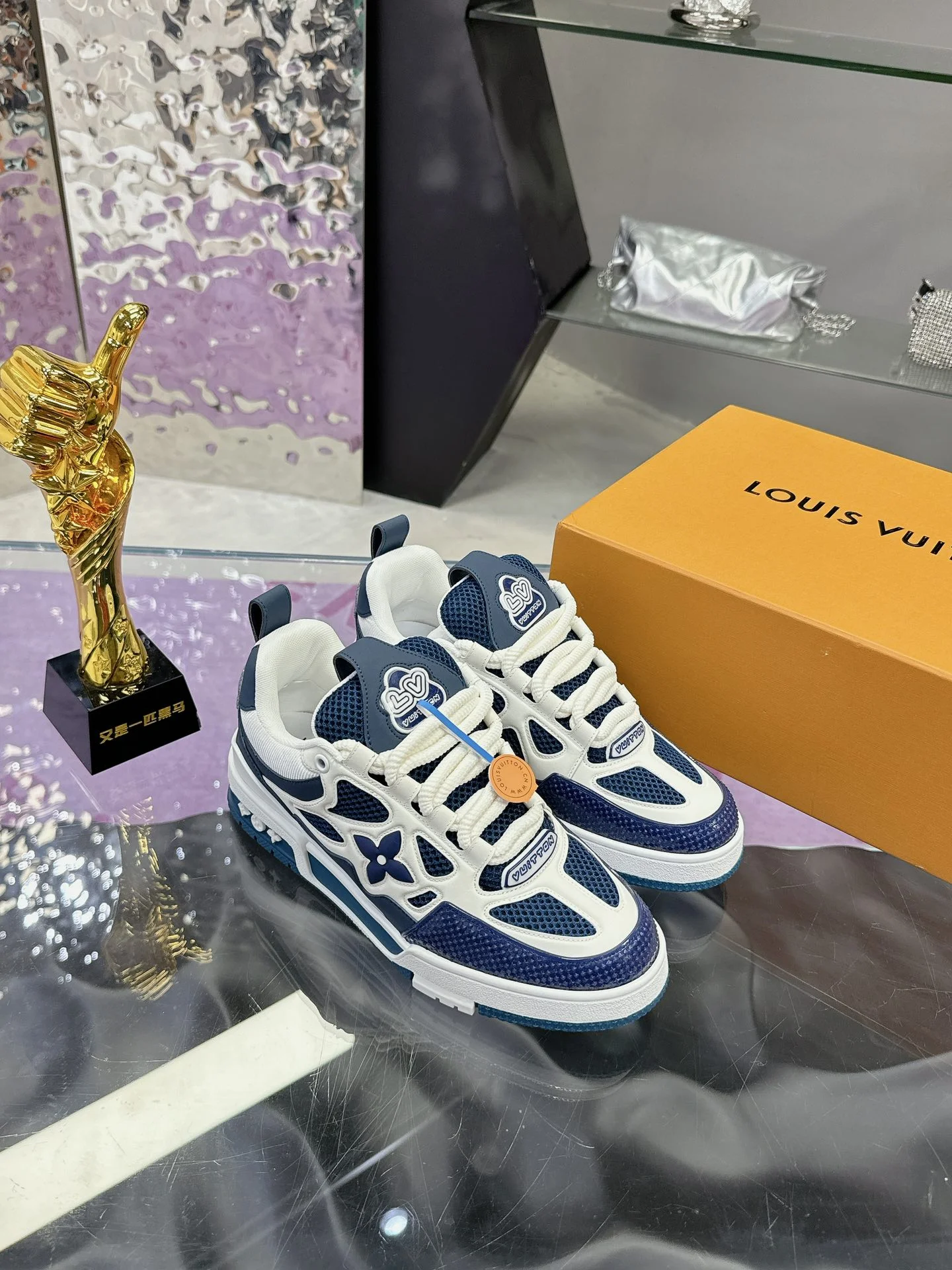 LV Sneakers Leather Mesh White-Blue EU35-44 C00202609111655 - Image 5