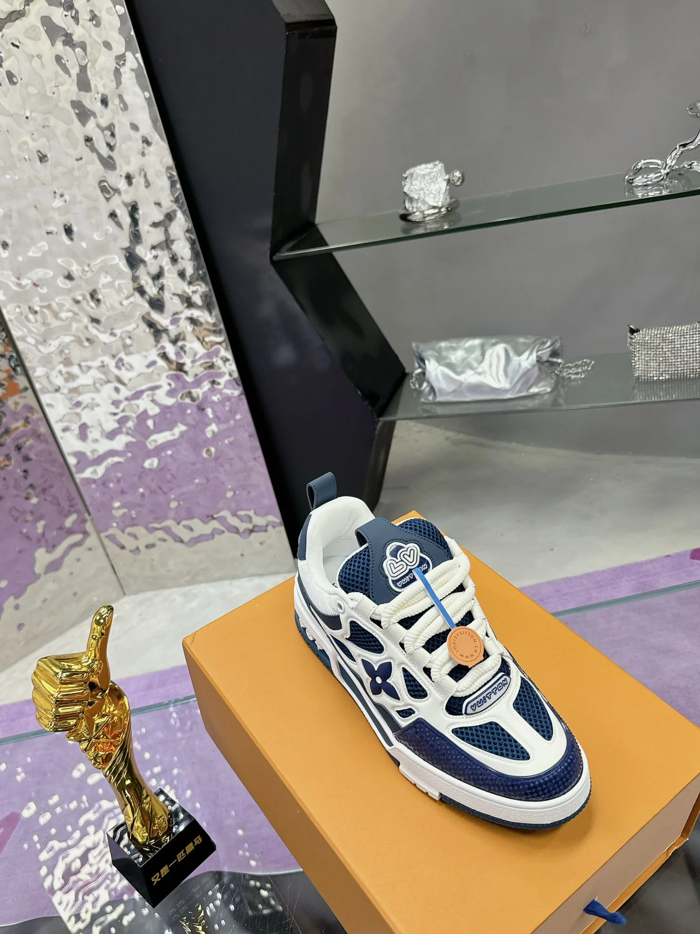 LV Sneakers Leather Mesh White-Blue EU35-44 C00202609111655 - Image 6