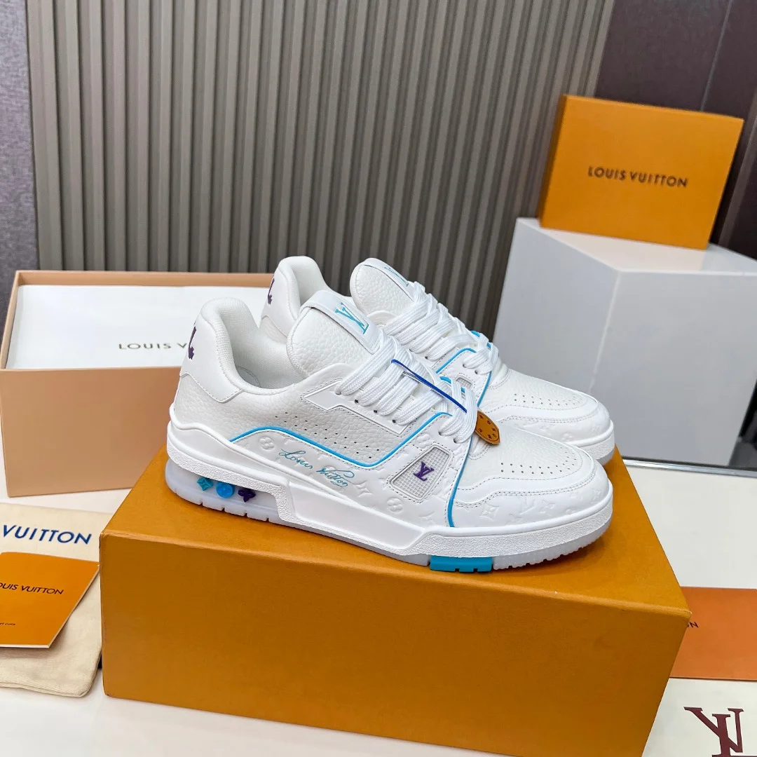LV Sneakers Leather White-Blue EU35-45 C00202609111676 - Image 4
