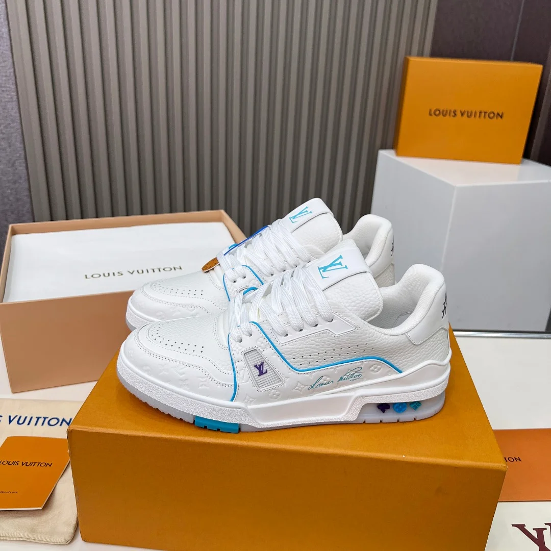 LV Sneakers Leather White-Blue EU35-45 C00202609111676 - Image 6