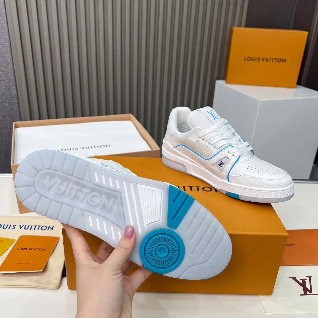 LV Sneakers Leather White-Blue EU35-45 C00202609111676 - Image 8