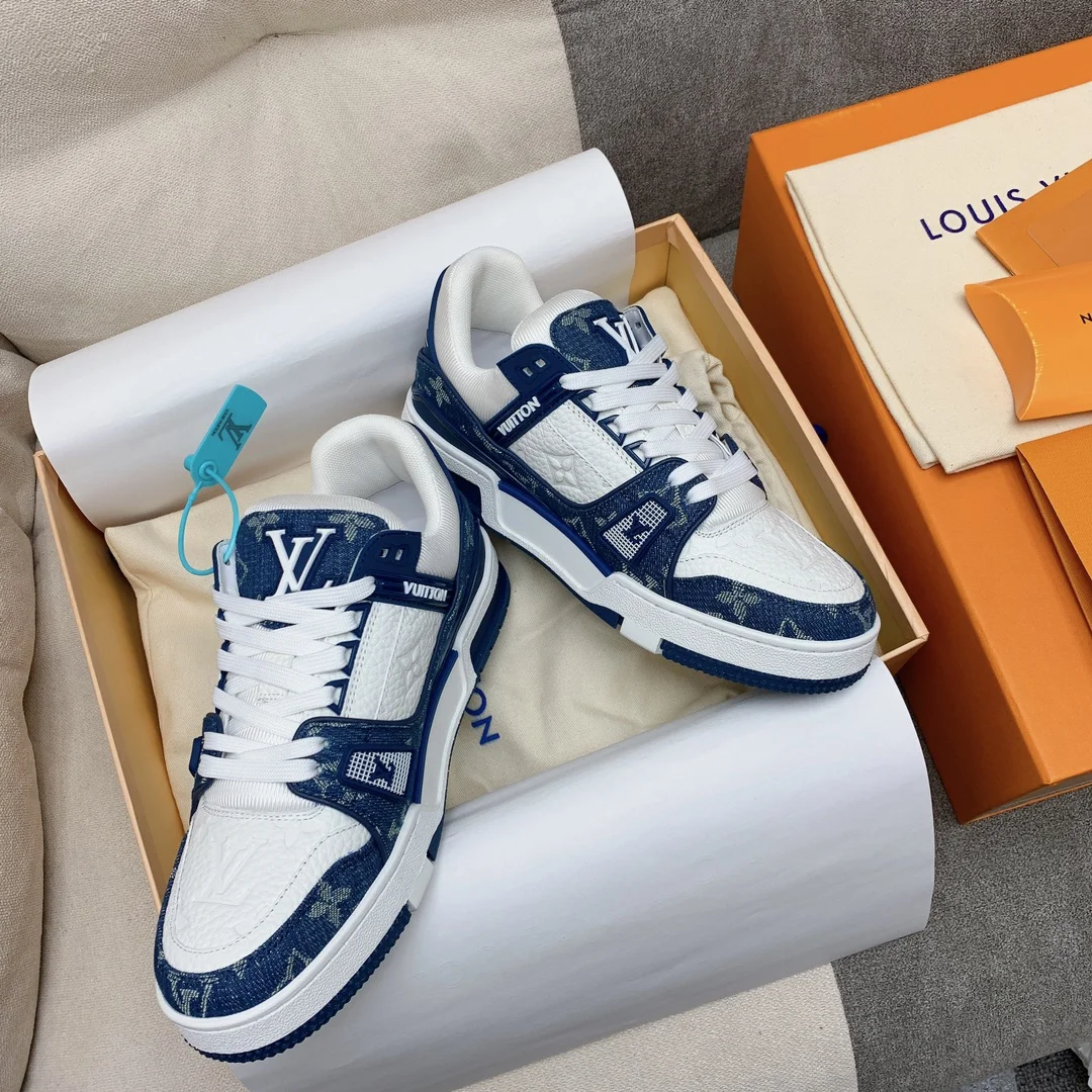 LV Sneakers Leather White-Blue EU35-46 B80202609111585 - Image 2
