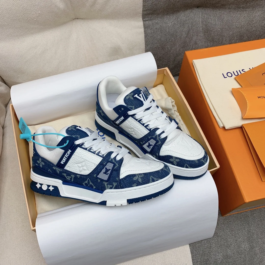 LV Sneakers Leather White-Blue EU35-46 B80202609111585 - Image 3