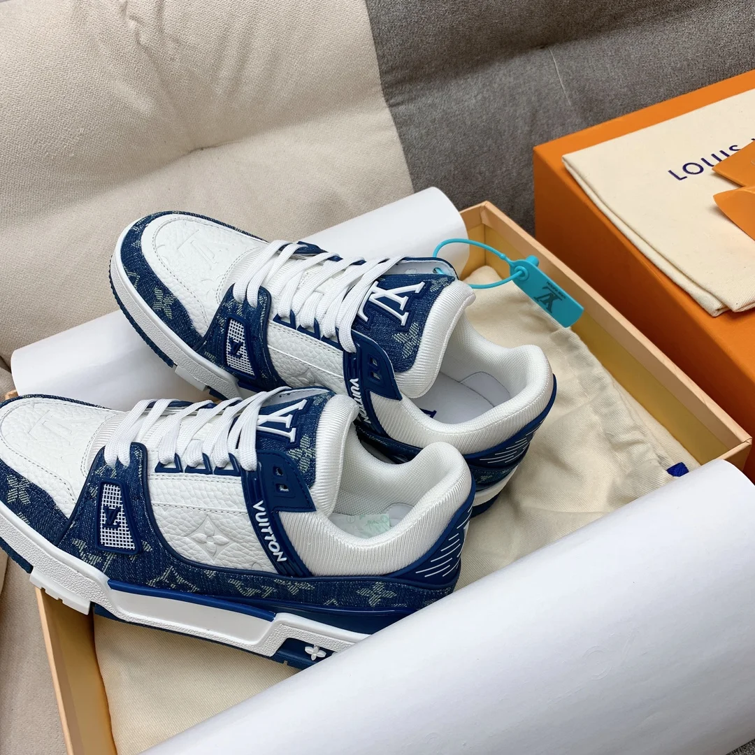 LV Sneakers Leather White-Blue EU35-46 B80202609111585 - Image 4