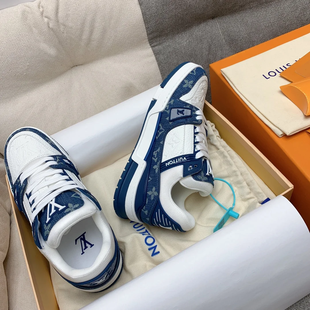 LV Sneakers Leather White-Blue EU35-46 B80202609111585 - Image 5