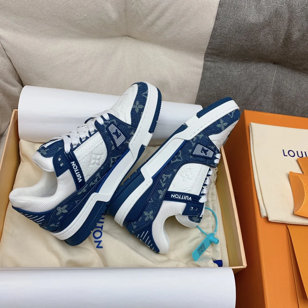 LV Sneakers Leather White-Blue EU35-46 B80202609111585 - Image 6