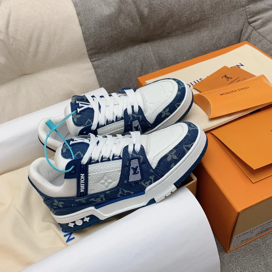 LV Sneakers Leather White-Blue EU35-46 B80202609111585 - Image 7
