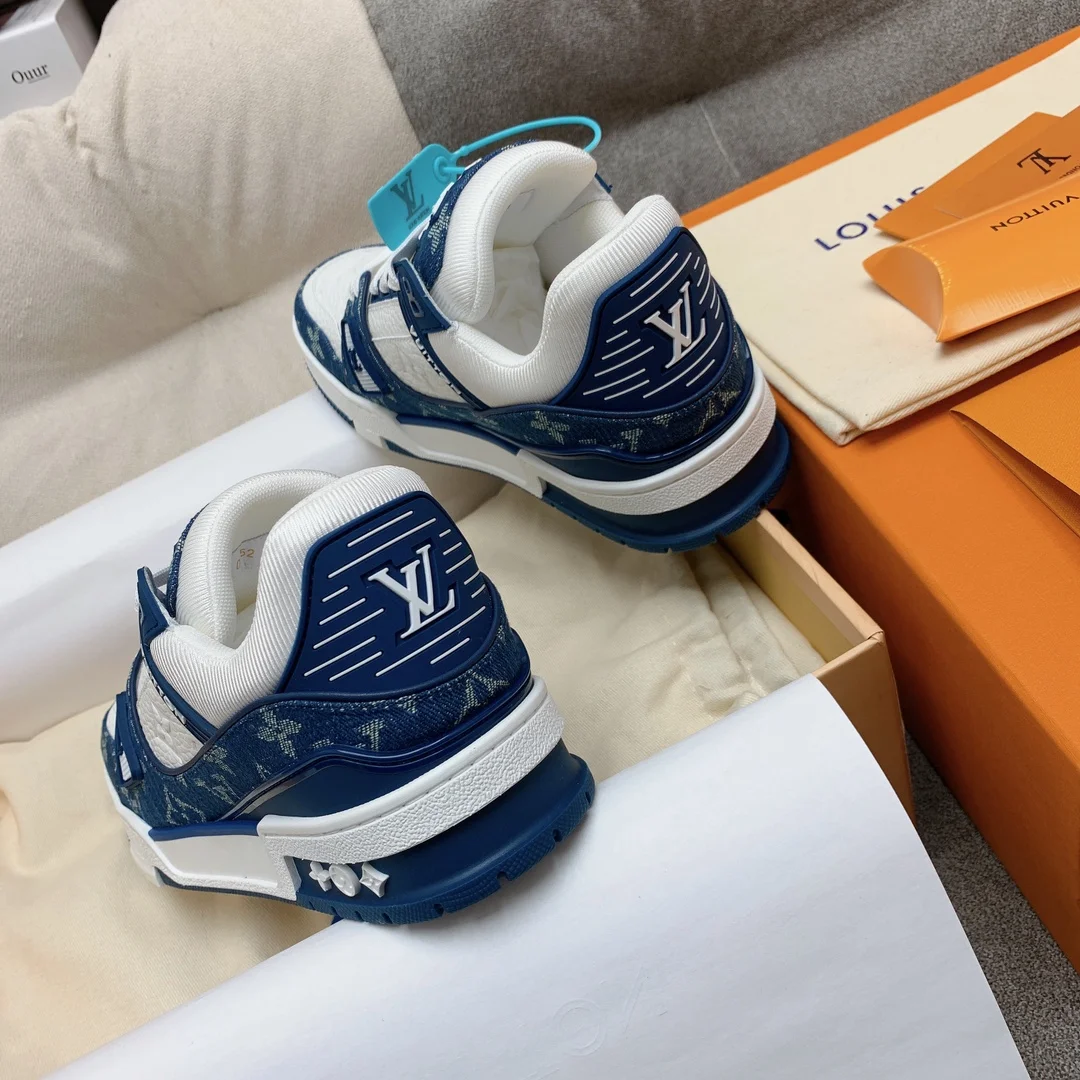 LV Sneakers Leather White-Blue EU35-46 B80202609111585 - Image 8