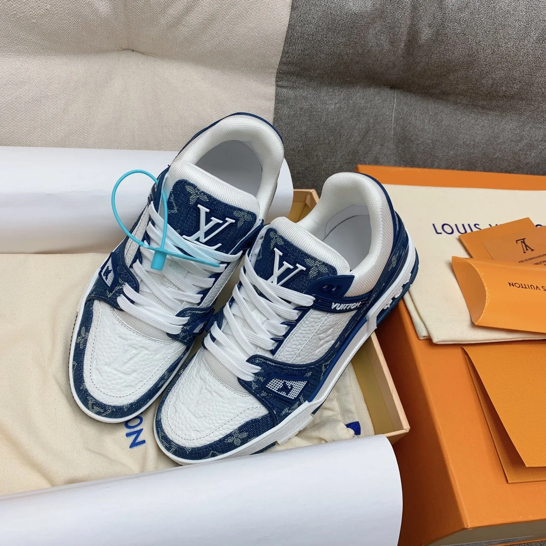 LV Sneakers Leather White-Blue EU35-46 B80202609111585 - Image 9
