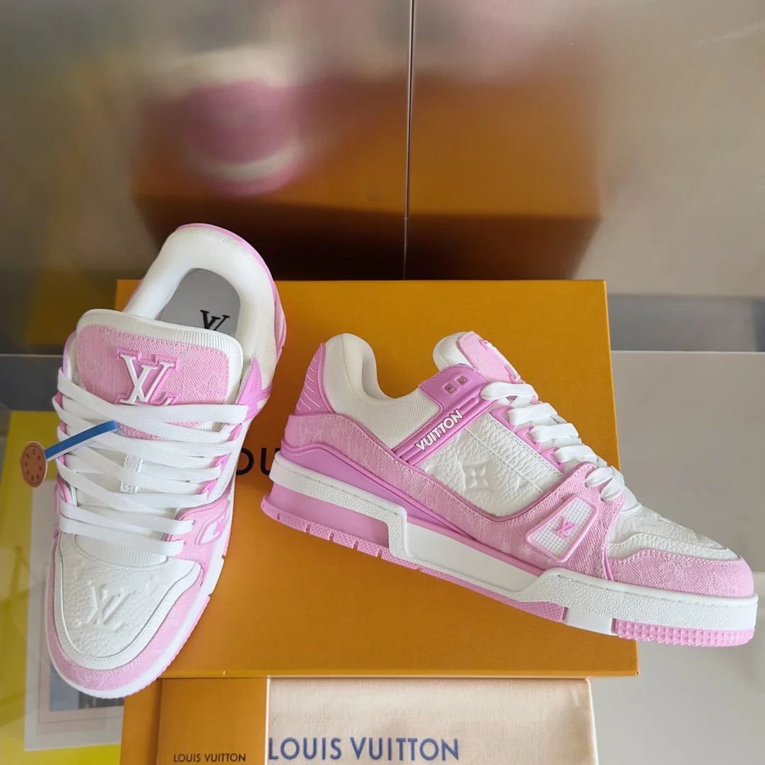 LV Sneakers Leather White-Pink EU35-46 B80202609111582 - Image 3