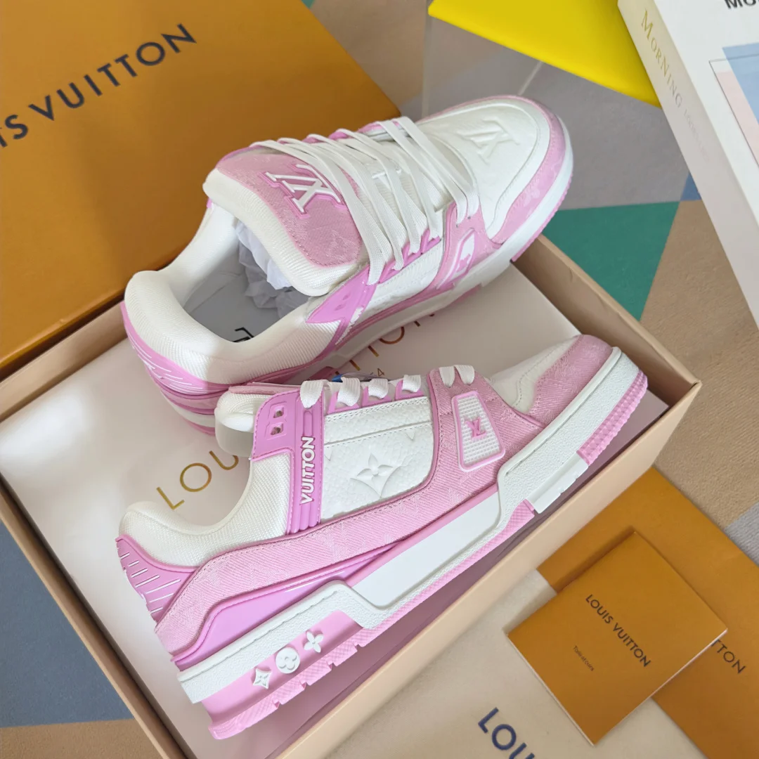LV Sneakers Leather White-Pink EU35-46 B80202609111582 - Image 4