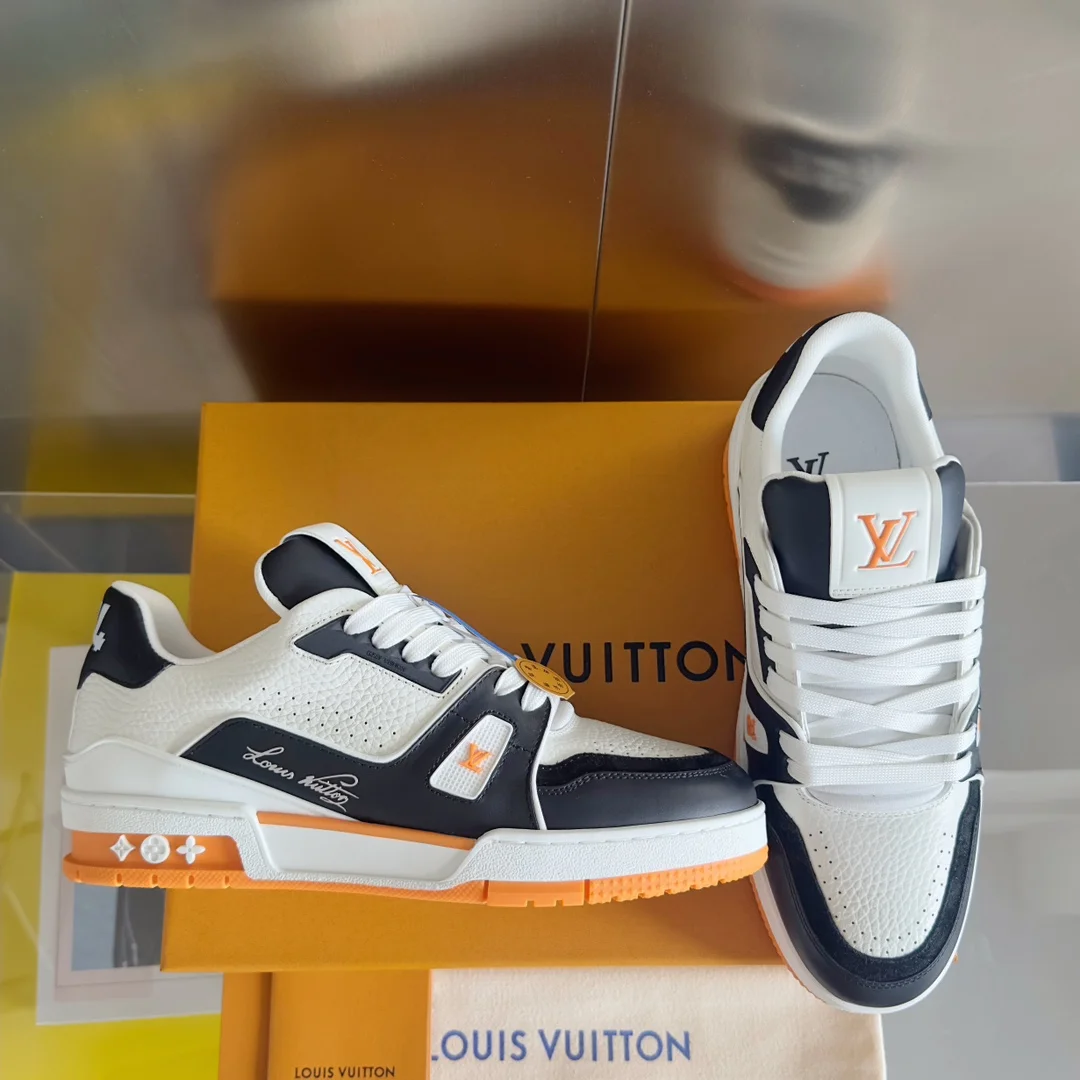 LV Sneakers Mesh Rubber White-Black-Orange EU34-44 C00202609111617 - Image 2
