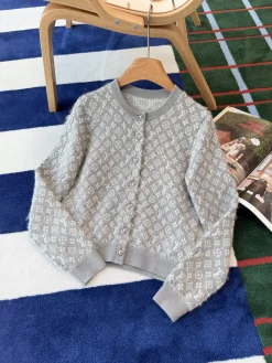 LV Sweaters Jacquard Knit Grey-White S-M-L D25202609060033