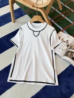 LV T-shirts Cotton White-Black S-M-L B15202609061008