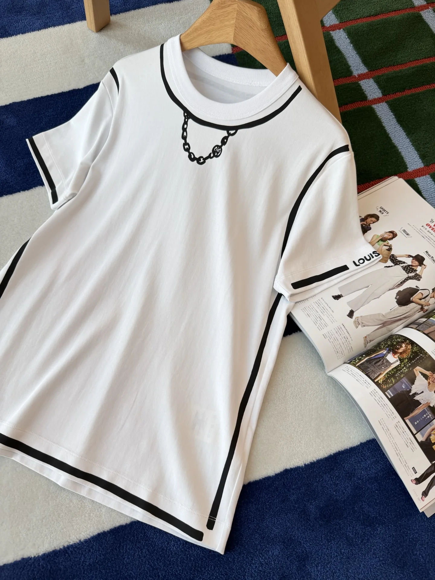 LV T-shirts Cotton White-Black S-M-L B15202609061008 - Image 5