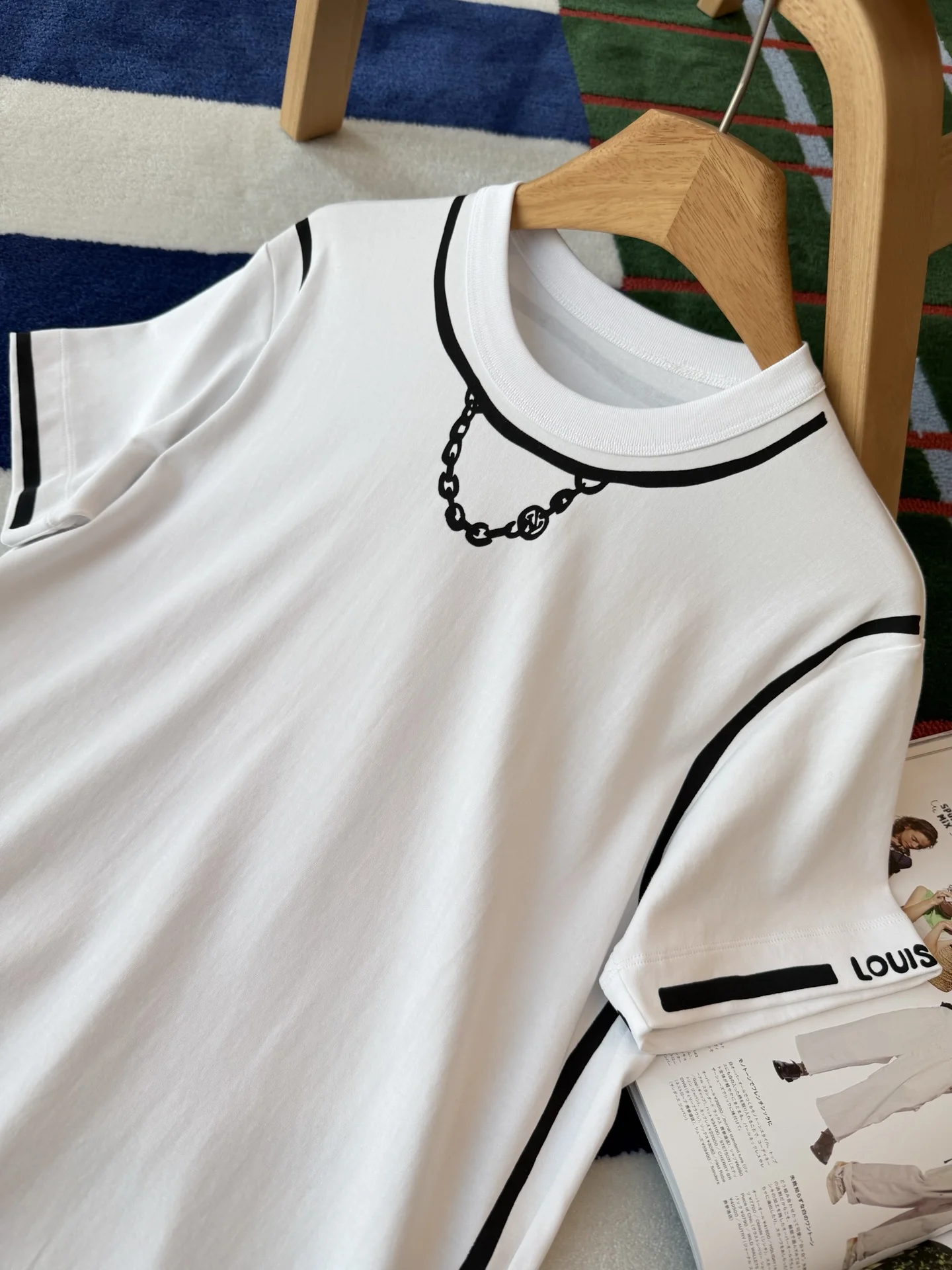 LV T-shirts Cotton White-Black S-M-L B15202609061008 - Image 6