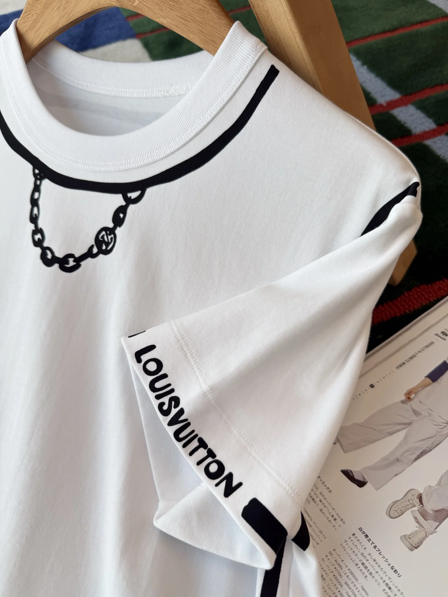 LV T-shirts Cotton White-Black S-M-L B15202609061008 - Image 7