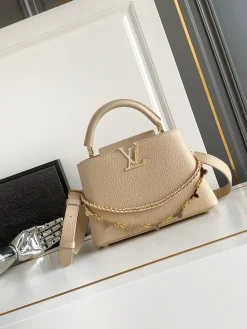 LV Top Handle Bags Beige-Gold 27X18X9CM A250202609090360