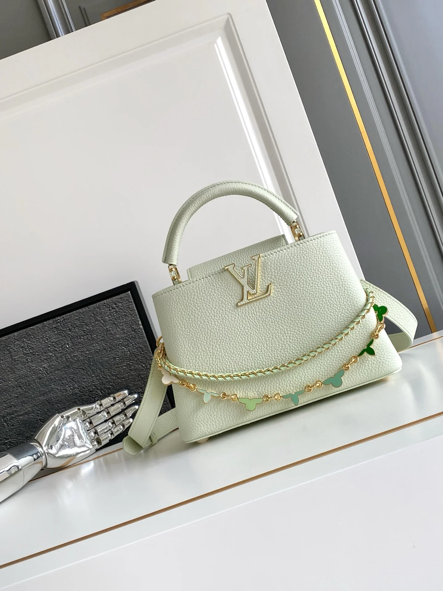 LV Top Handle Bags Mint Green-Gold 27X18X9CM A250202609090369