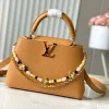 LV Top Handle Bags Taurillon Leather Brown-Gold 27X18X9CM A150202609090374