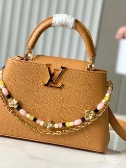 LV Top Handle Bags Taurillon Leather Brown-Gold 27X18X9CM A150202609090374