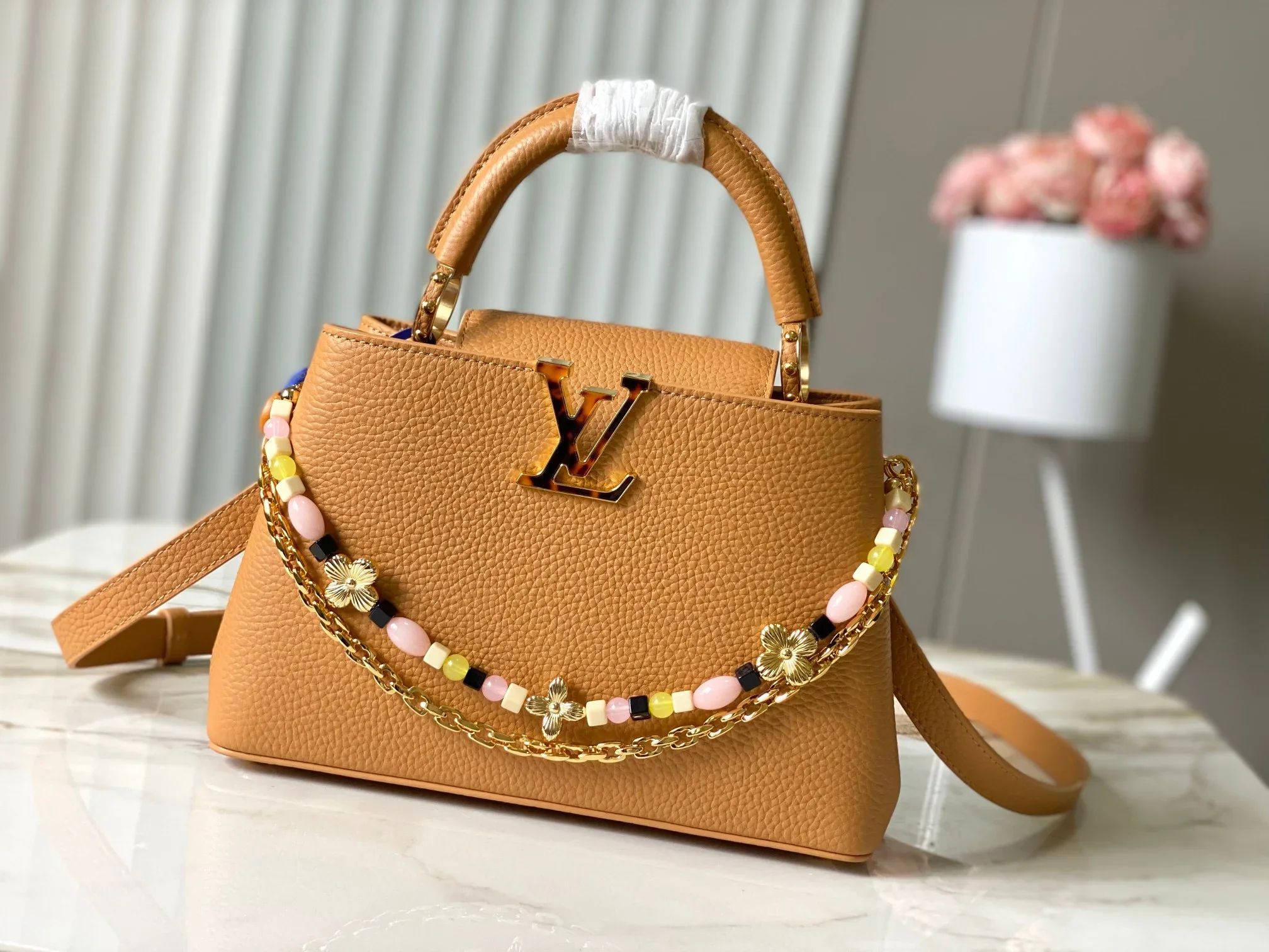 LV Top Handle Bags Taurillon Leather Brown-Gold 27X18X9CM A150202609090374
