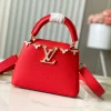 LV Top Handle Bags Taurillon Leather Red-Gold 21X14X8CM A000202609090371
