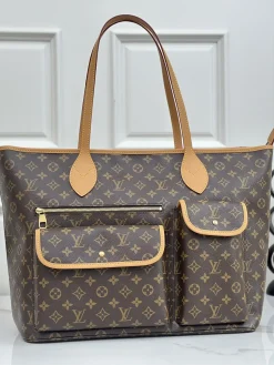 LV Totes Bags Monogram Canvas Brown-Tan 38X60X28CM F10202609090384