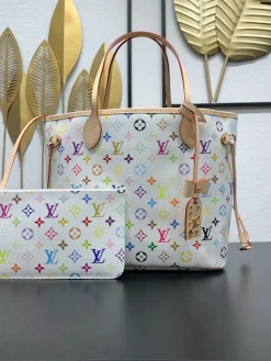 LV Totes Bags Monogram Canvas White-Multicolor 28X14X31CM G00202609090385
