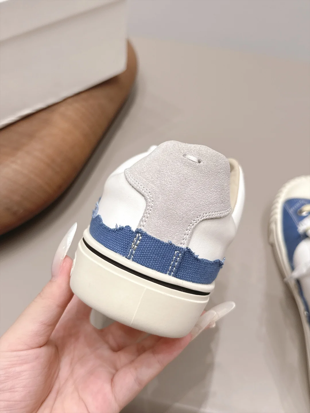 MAISON MARGIELA Sneakers Leather Canvas White-Blue EU35-44 C00202609111573 - Image 9