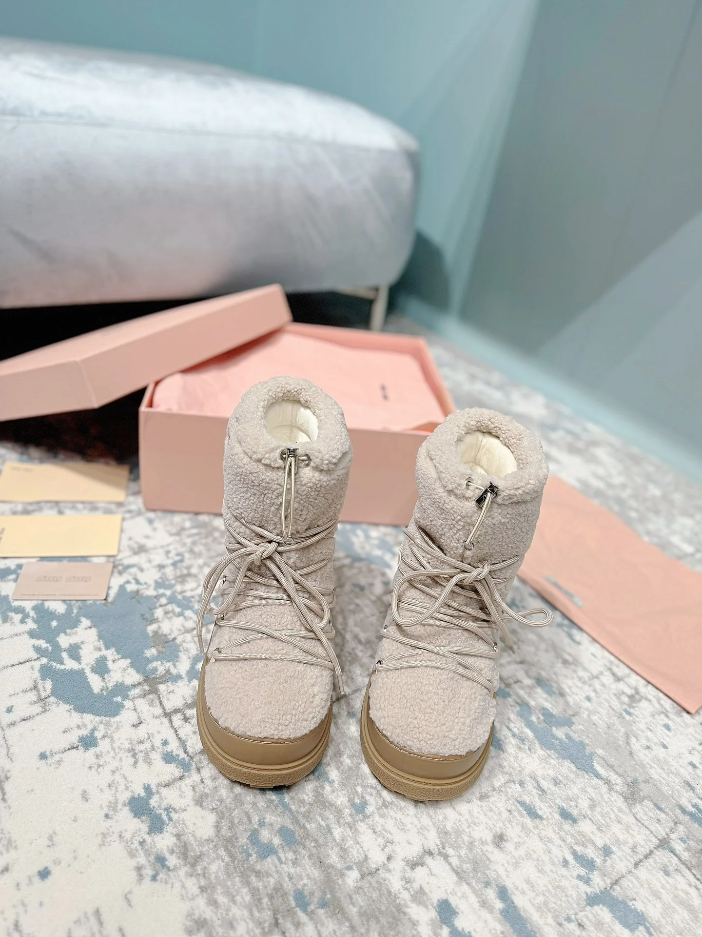 MIU MIU Boots Faux Fur Beige-Brown EU35-40 C40202609110241
