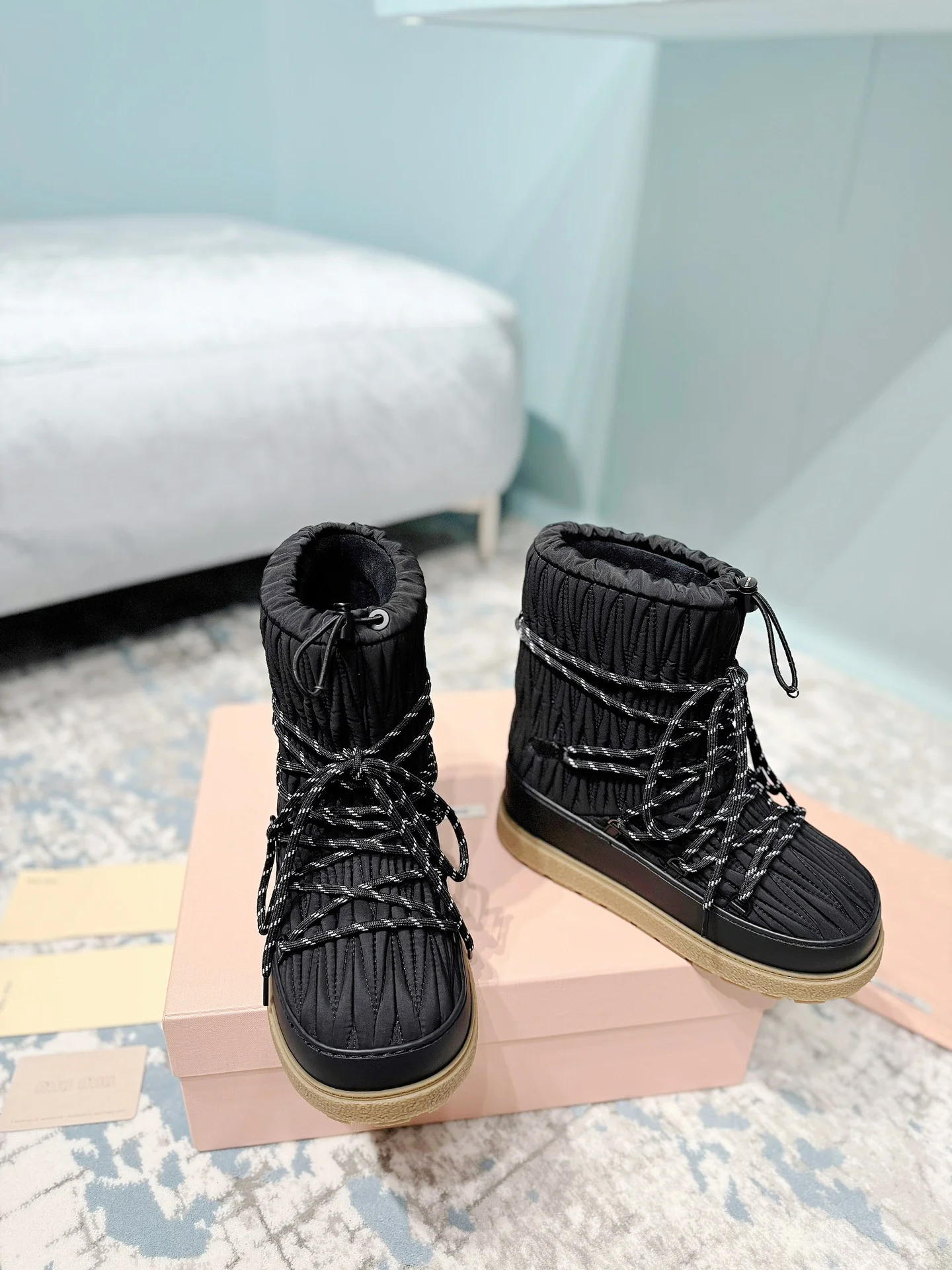 MIU MIU Boots Fleece Black-White EU35-40 C40202609110242 - Image 3