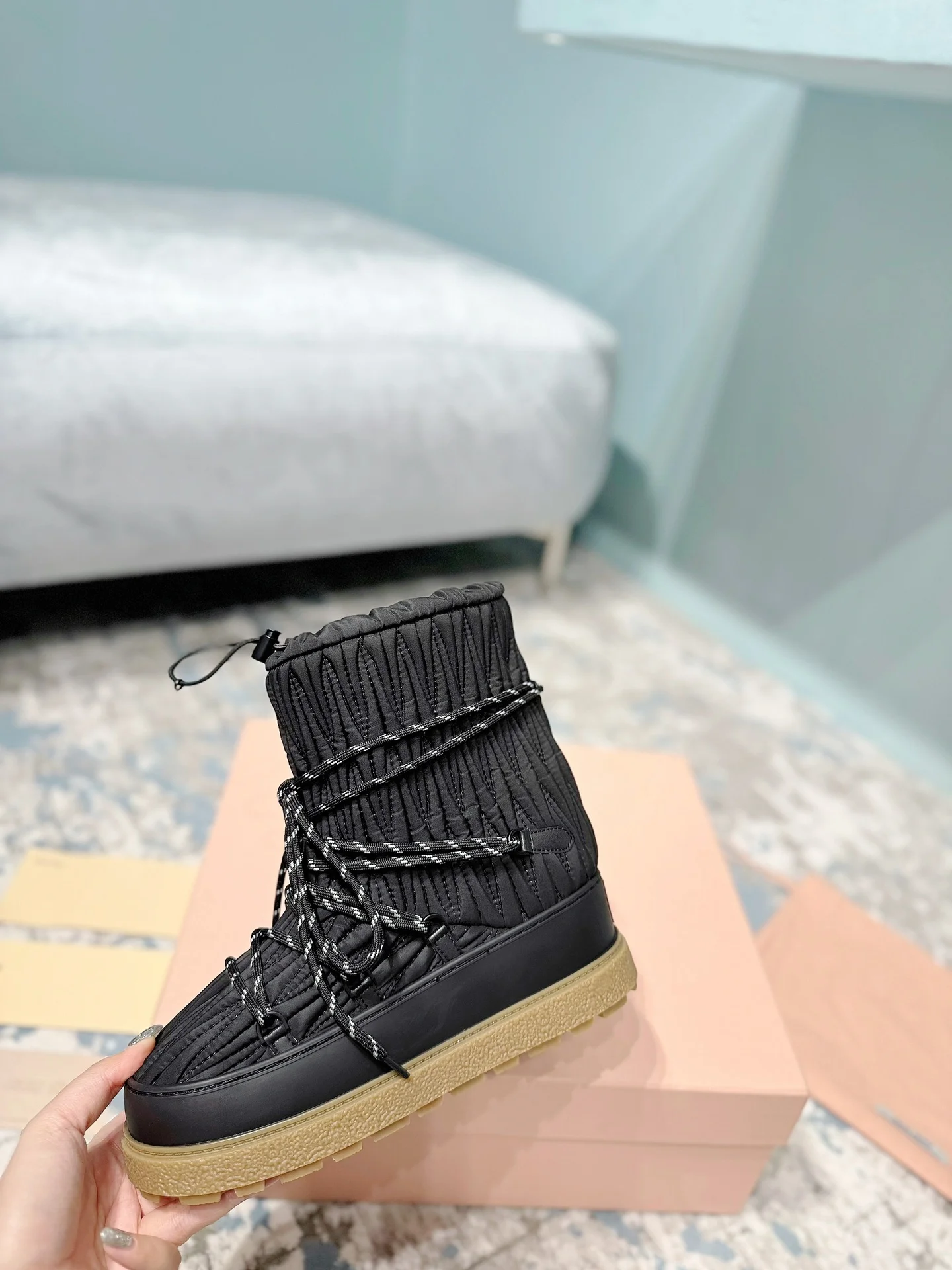 MIU MIU Boots Fleece Black-White EU35-40 C40202609110242 - Image 5