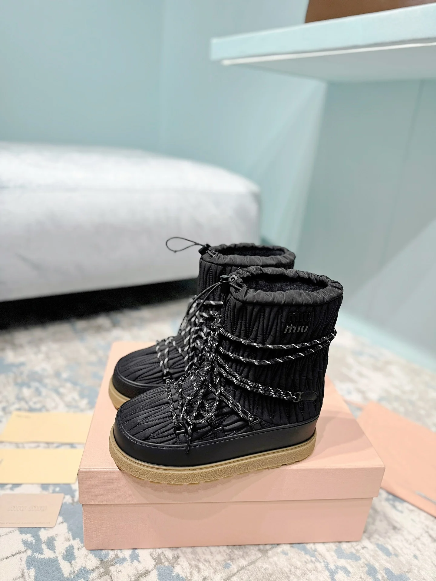MIU MIU Boots Fleece Black-White EU35-40 C40202609110242 - Image 6