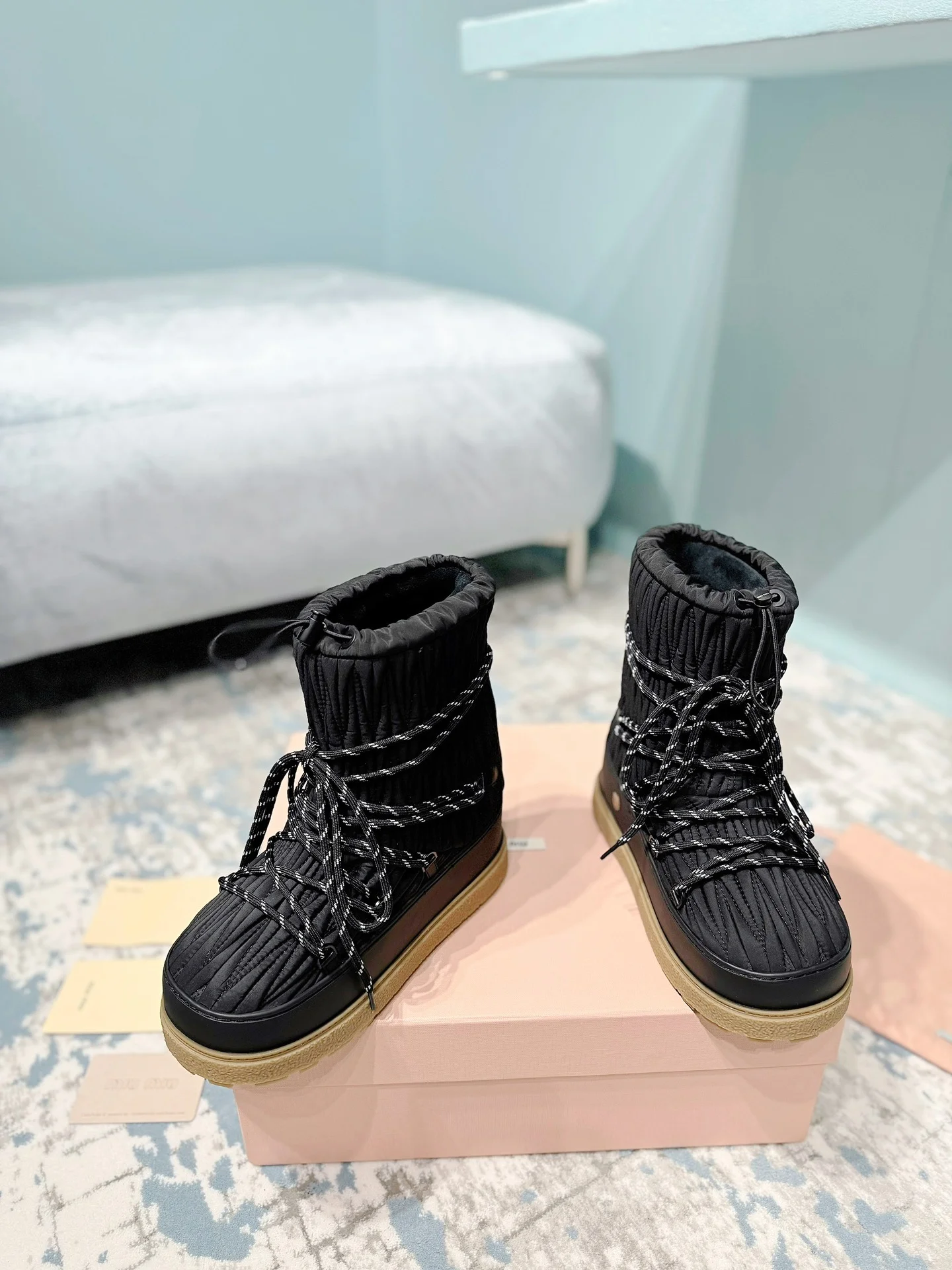 MIU MIU Boots Fleece Black-White EU35-40 C40202609110242 - Image 7