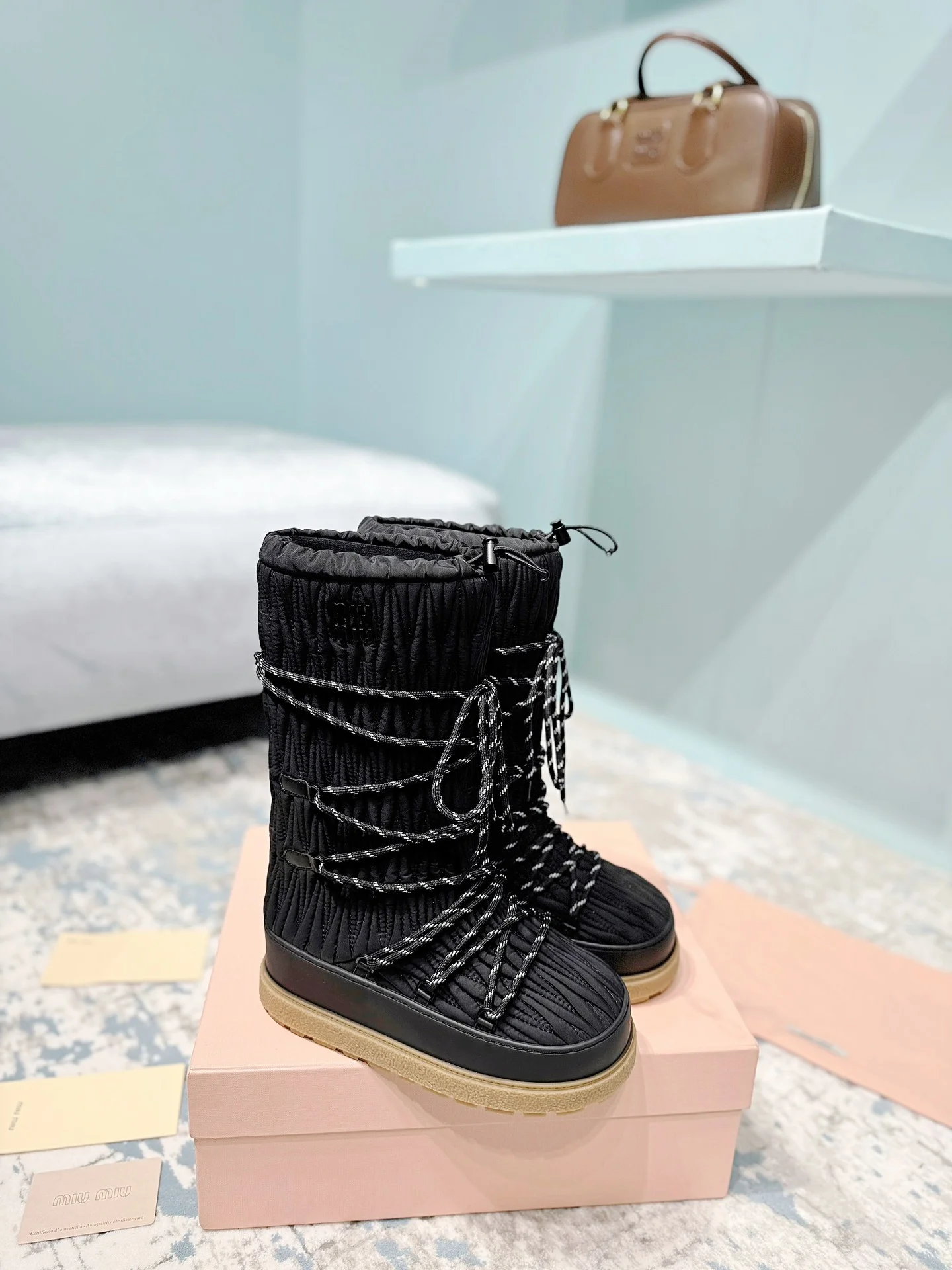 MIU MIU Boots Nylon Black-Tan EU35-40 C60202609110245