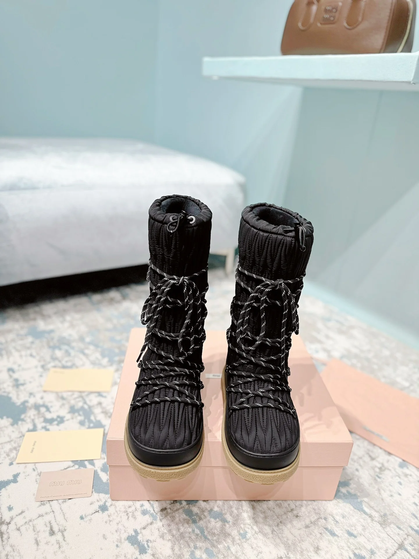 MIU MIU Boots Nylon Black-Tan EU35-40 C60202609110245 - Image 2
