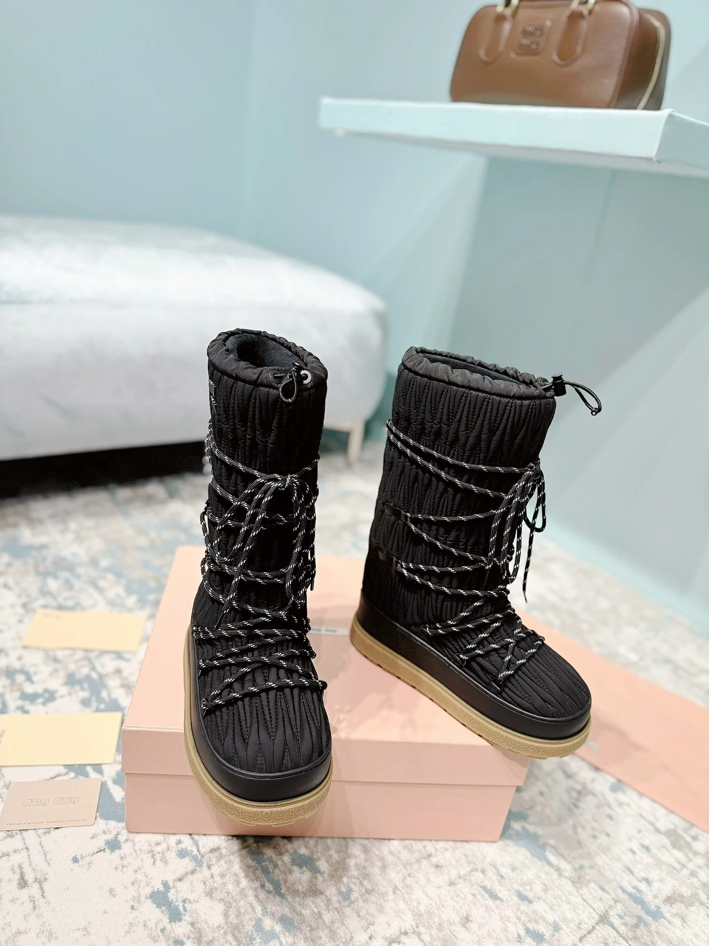 MIU MIU Boots Nylon Black-Tan EU35-40 C60202609110245 - Image 3