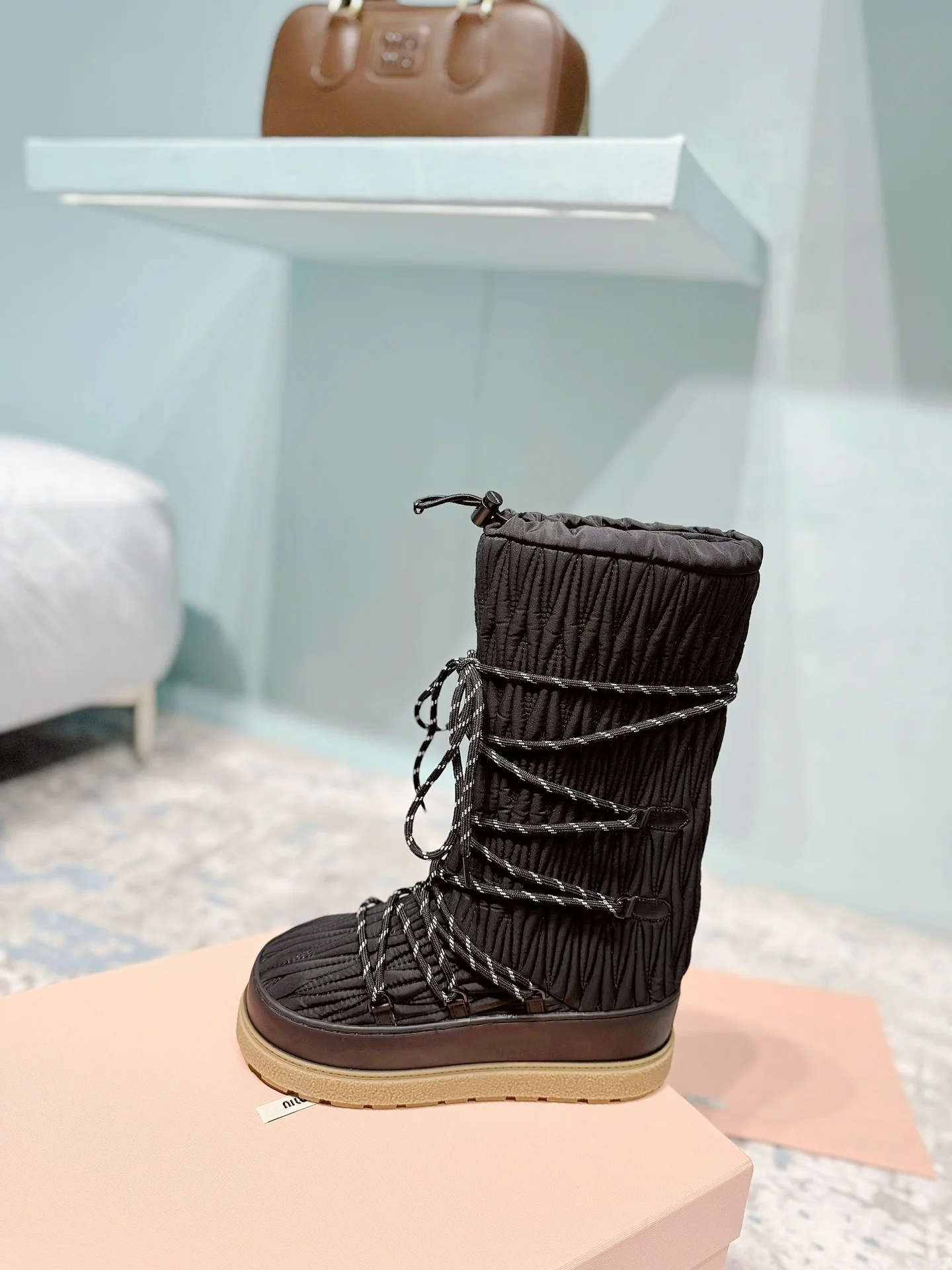 MIU MIU Boots Nylon Black-Tan EU35-40 C60202609110245 - Image 4