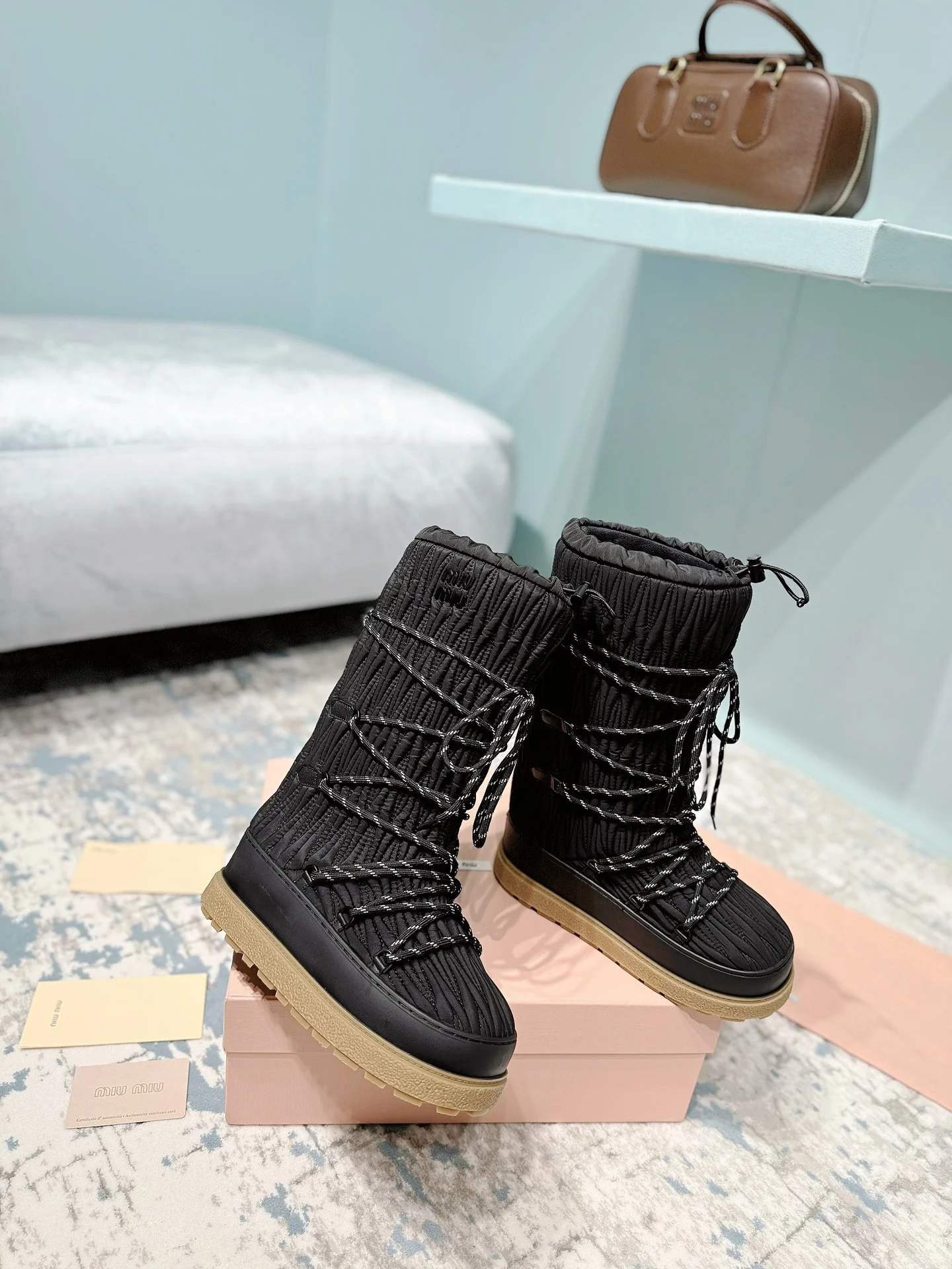 MIU MIU Boots Nylon Black-Tan EU35-40 C60202609110245 - Image 5