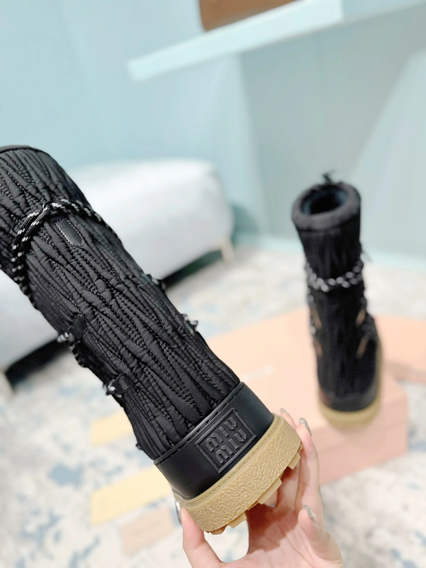 MIU MIU Boots Nylon Black-Tan EU35-40 C60202609110245 - Image 8