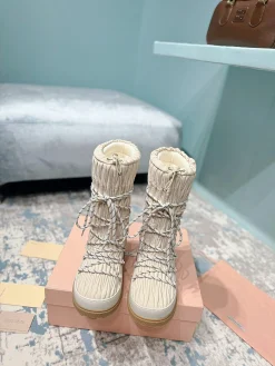 MIU MIU Boots Nylon Cream-Black EU35-40 C60202609110244