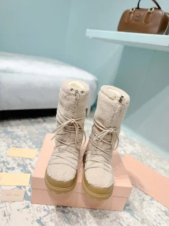 MIU MIU Boots Nylon Fur Beige-Tan EU35-40 C60202609110243