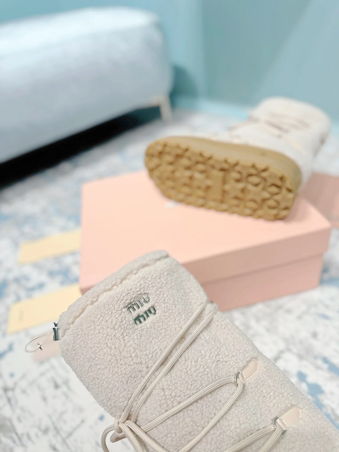 MIU MIU Boots Nylon Fur Beige-Tan EU35-40 C60202609110243 - Image 7