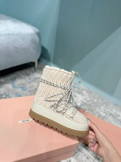 Alternative view of MIU MIU Boots Nylon Fur Cream-Black EU35-40 C40202609110240